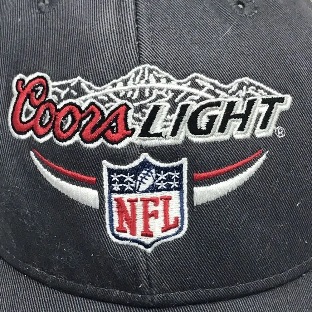 Coors Light NFL Trucker Hat Charcoal Mesh Vintage Hook Loop Strap NFL Fan Gear